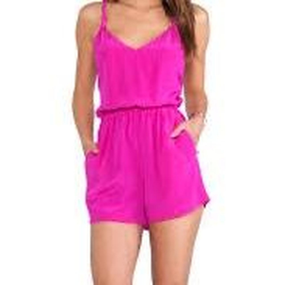 Wilfred Silk Peri Romper in Hot Pink - Picture 1 of 9